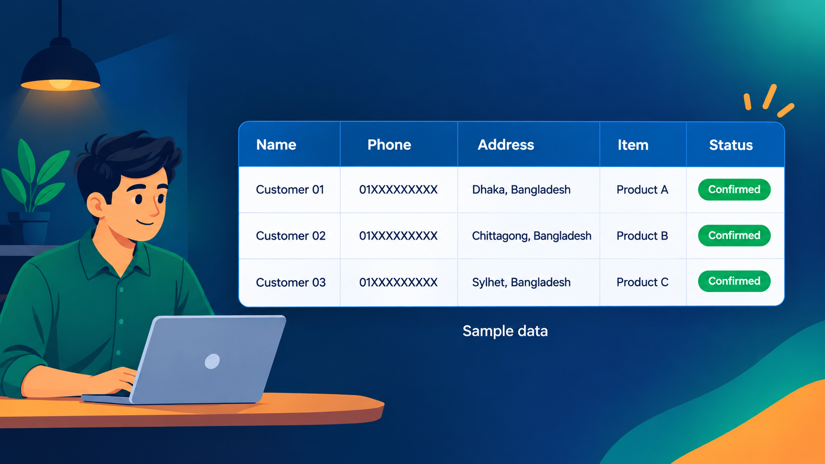 Order capture to a spreadsheet